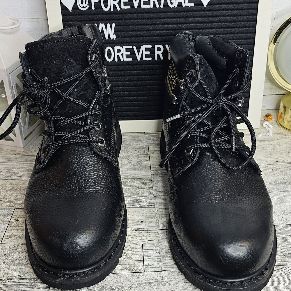 Black Steal Toe Leather, Waterproof And Insulated Men's Work Boots